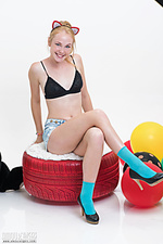 Blonde beauty in outfit