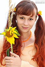 Teen girl photo pigtailed redhead